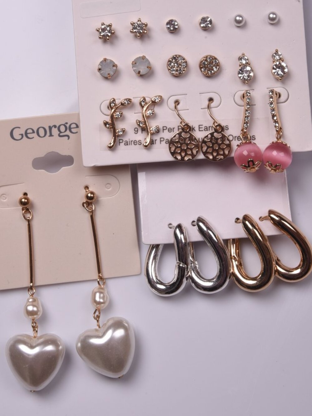 Mixed Fashion Earring Lot – Time and Tru & George Jewelry (3 Card Set)